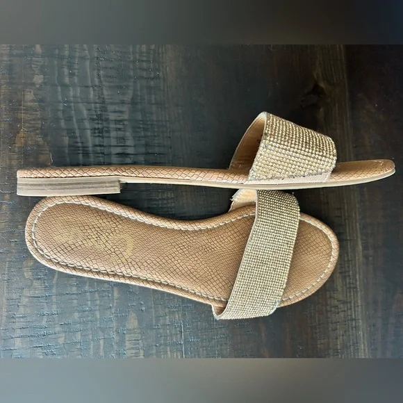 Sam Edelman Circus Gold Rhinestone Slides Flats Sandals Womens size 9.5​ - Picture 3 of 7